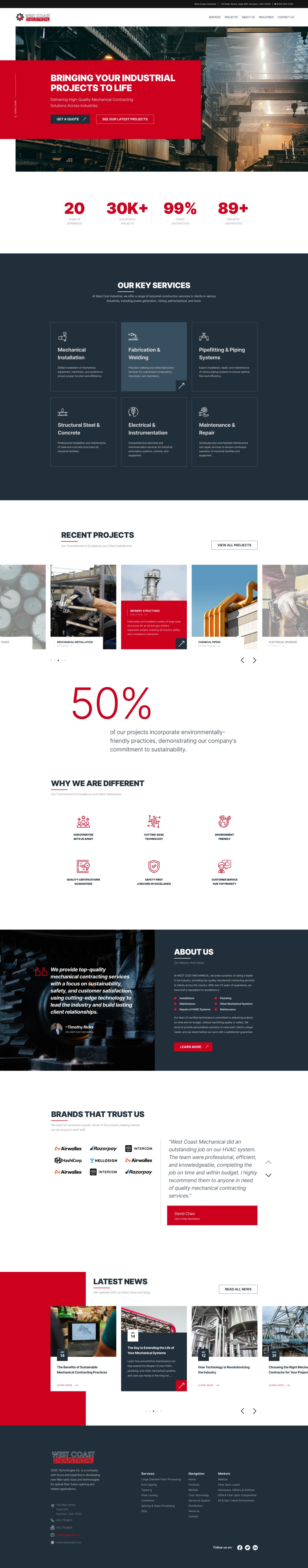 Mechanical contractor website example by One Eleven Web Design