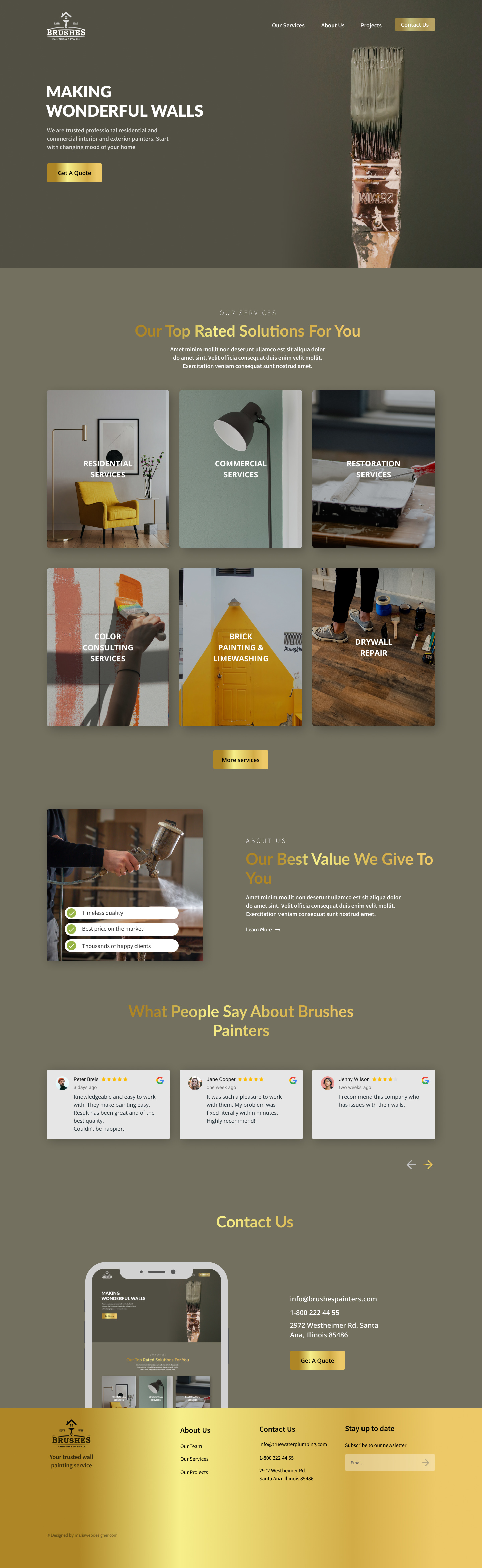 Painting contractor website example by One Eleven Web Design