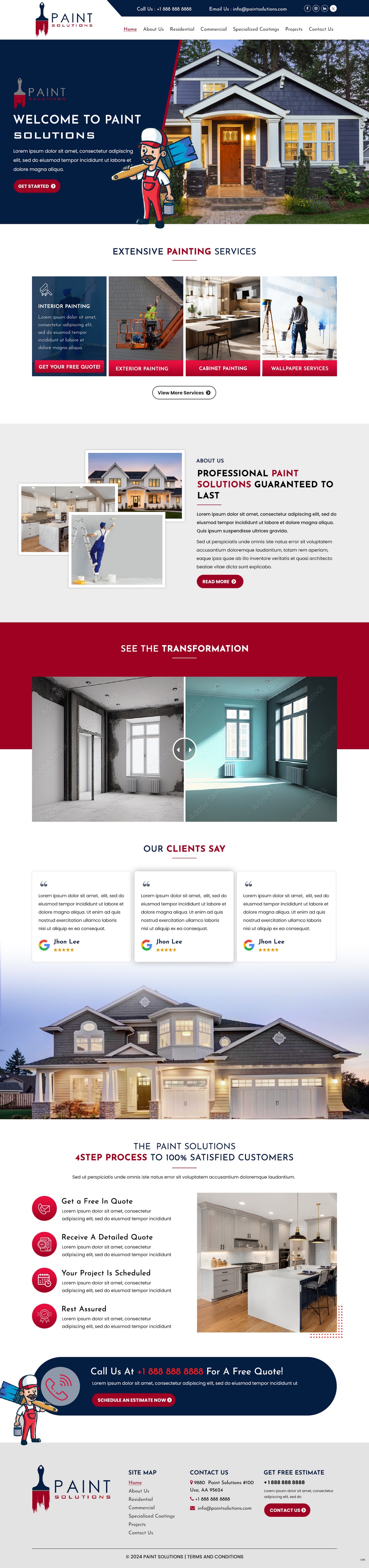Painting contractor website example by One Eleven Web Design