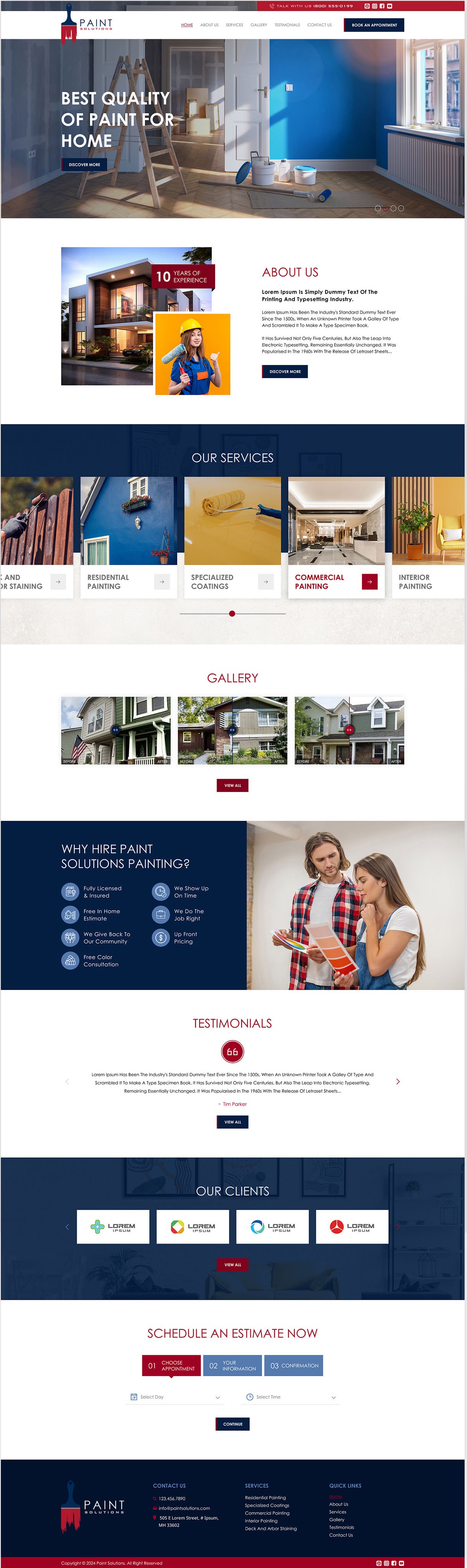 Painting contractor website example by One Eleven Web Design