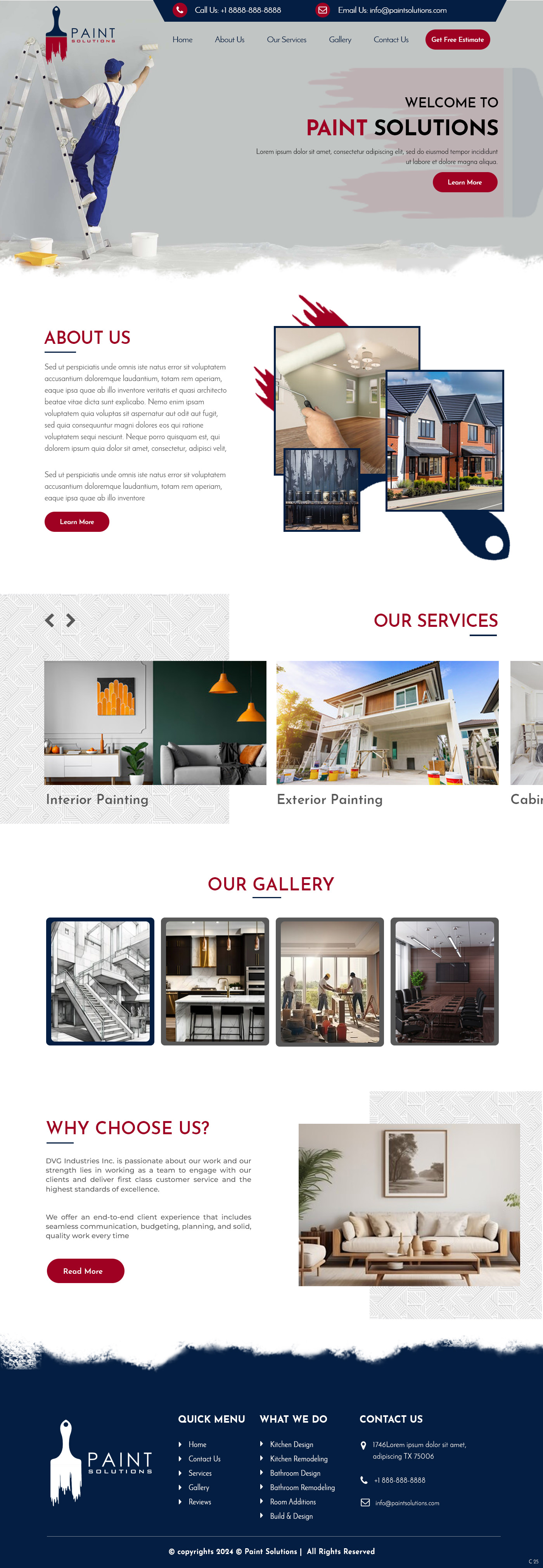 Painting contractor website example by One Eleven Web Design