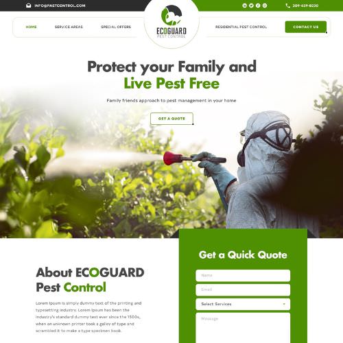 Pest control service website example by One Eleven Web Design