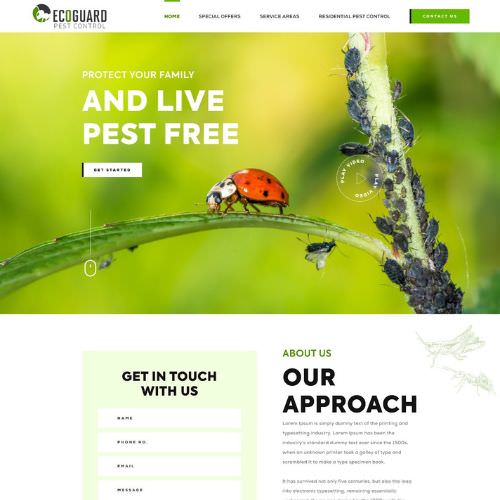 Pest control service website example by One Eleven Web Design