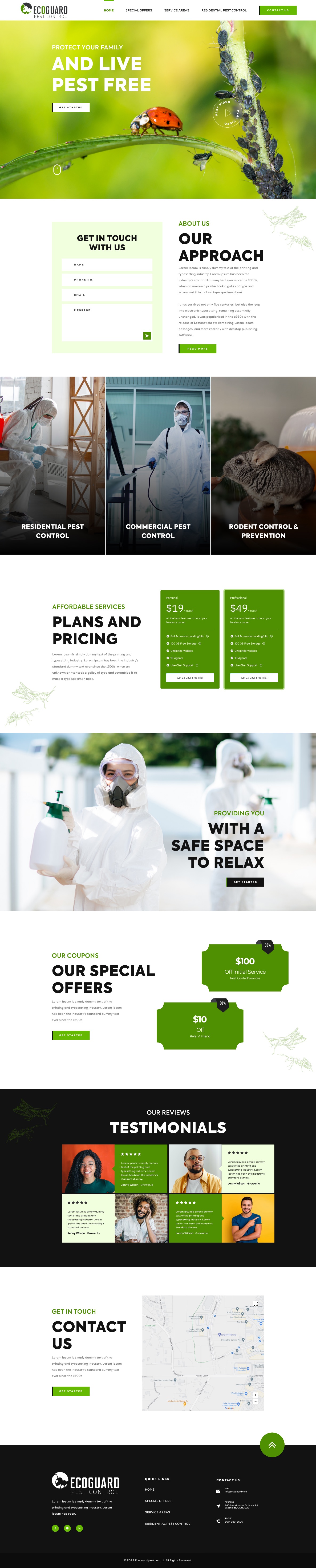 Pest control service website example by One Eleven Web Design