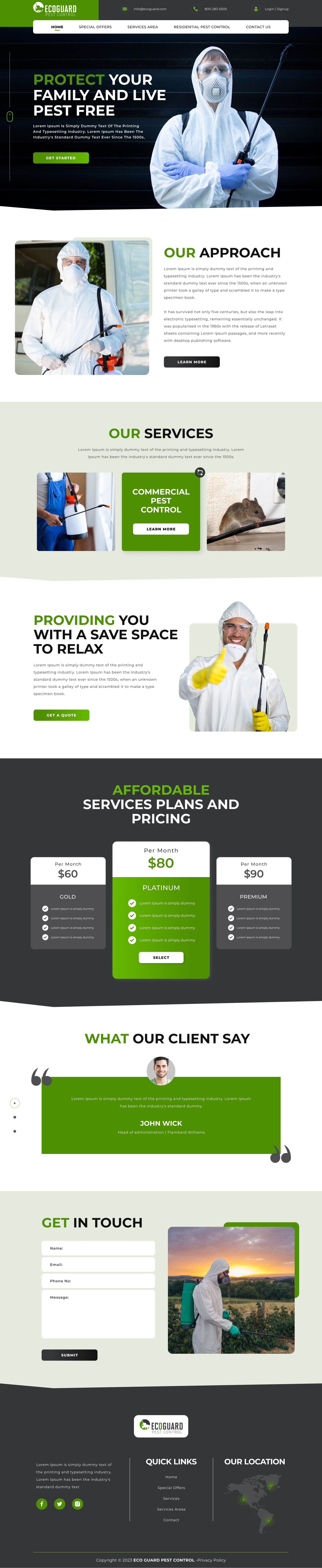 Pest control service website example by One Eleven Web Design