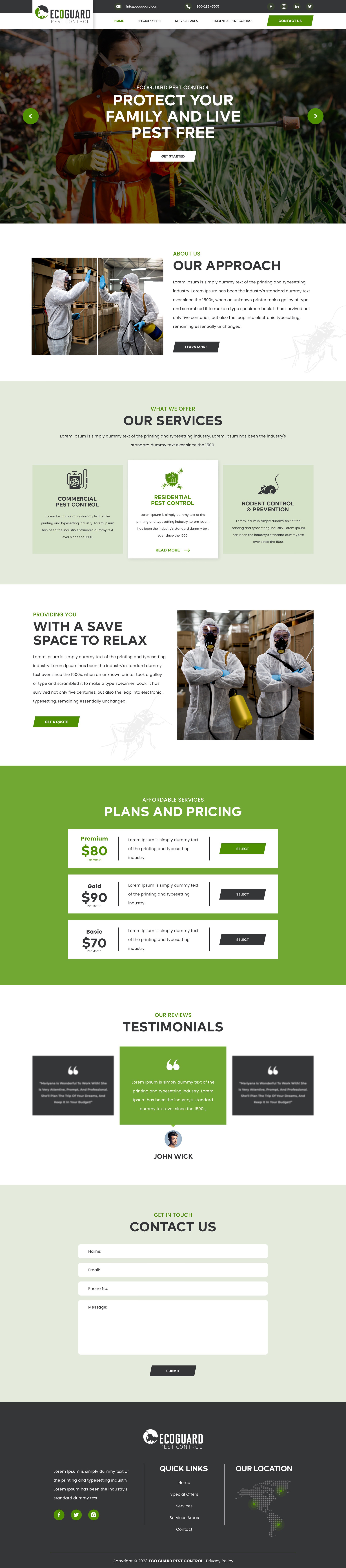 Pest control service website example by One Eleven Web Design