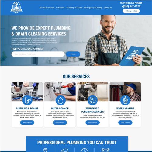 Plumbing contractor website example by One Eleven Web Design