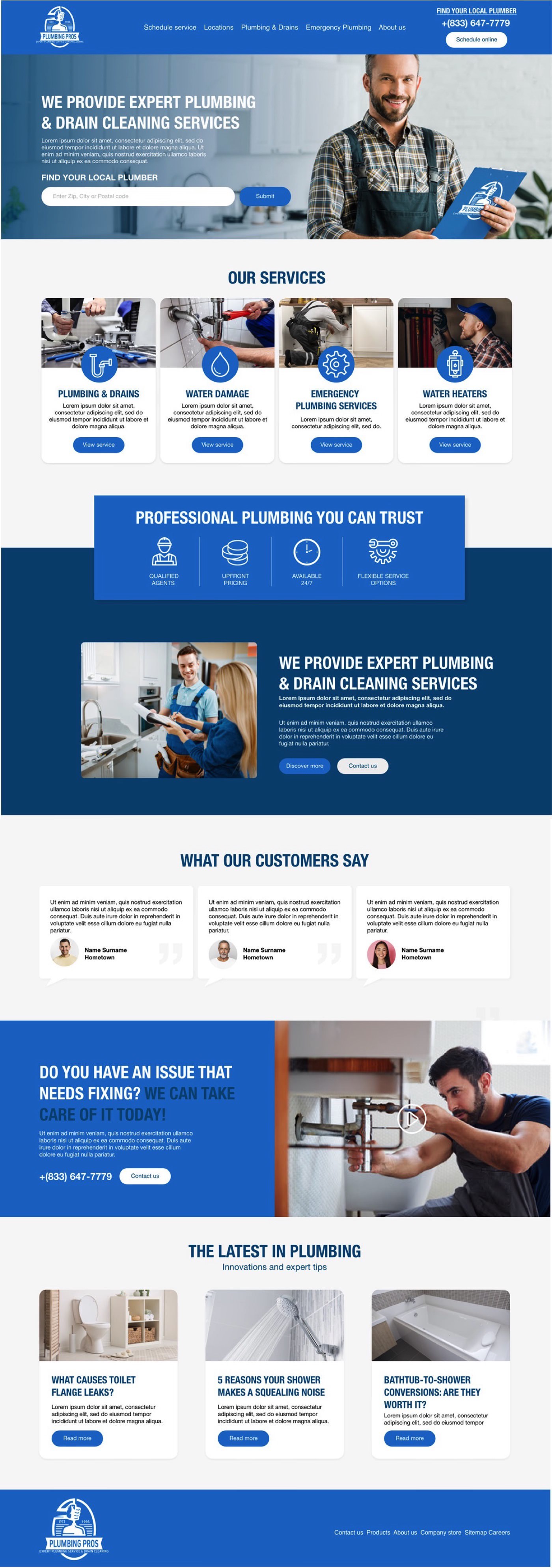 Plumbing contractor website example by One Eleven Web Design