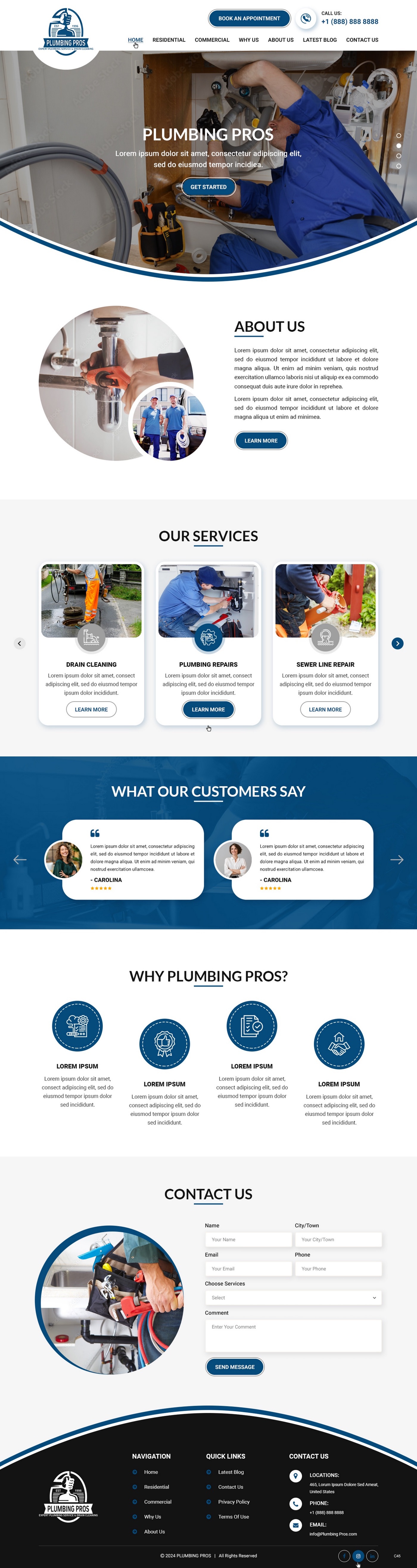 Plumbing contractor website example by One Eleven Web Design