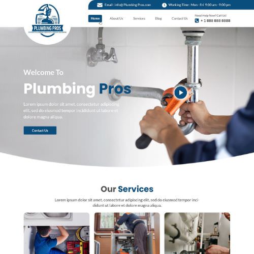 Plumbing contractor website example by One Eleven Web Design