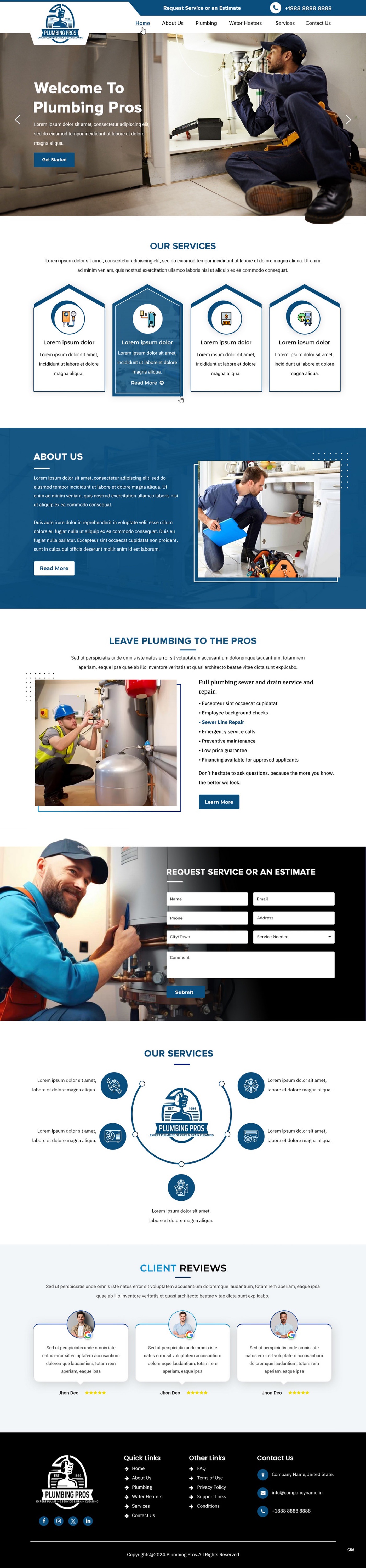 Plumbing contractor website example by One Eleven Web Design