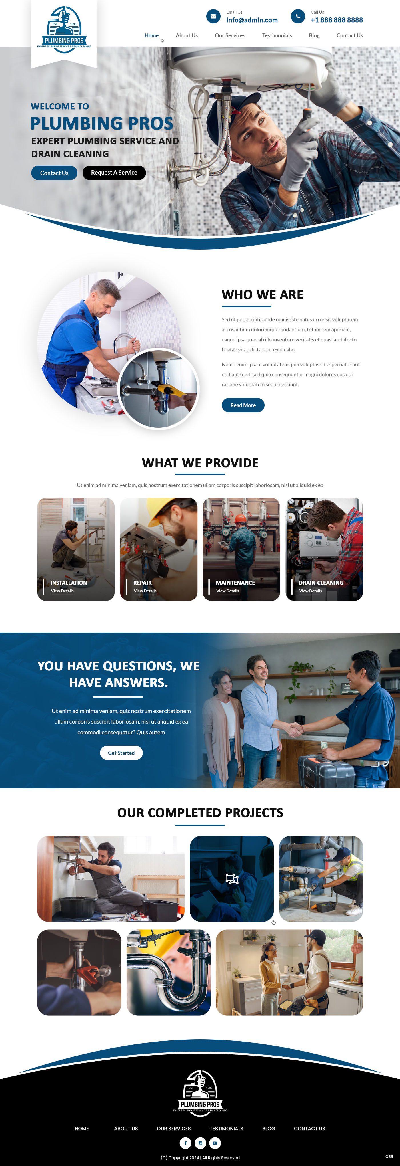 Plumbing contractor website example by One Eleven Web Design