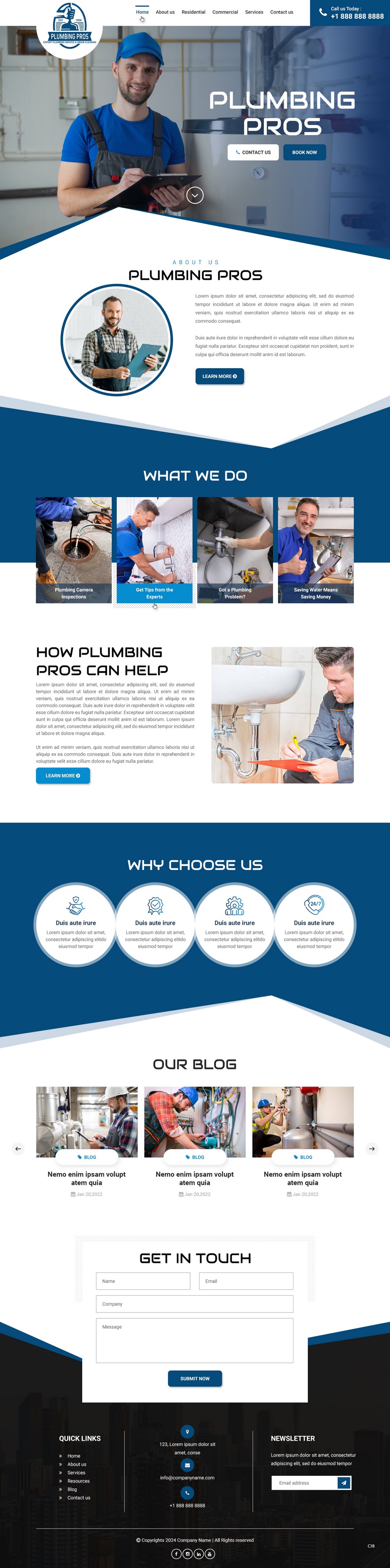 Plumbing contractor website example by One Eleven Web Design