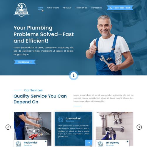Plumbing contractor website example by One Eleven Web Design
