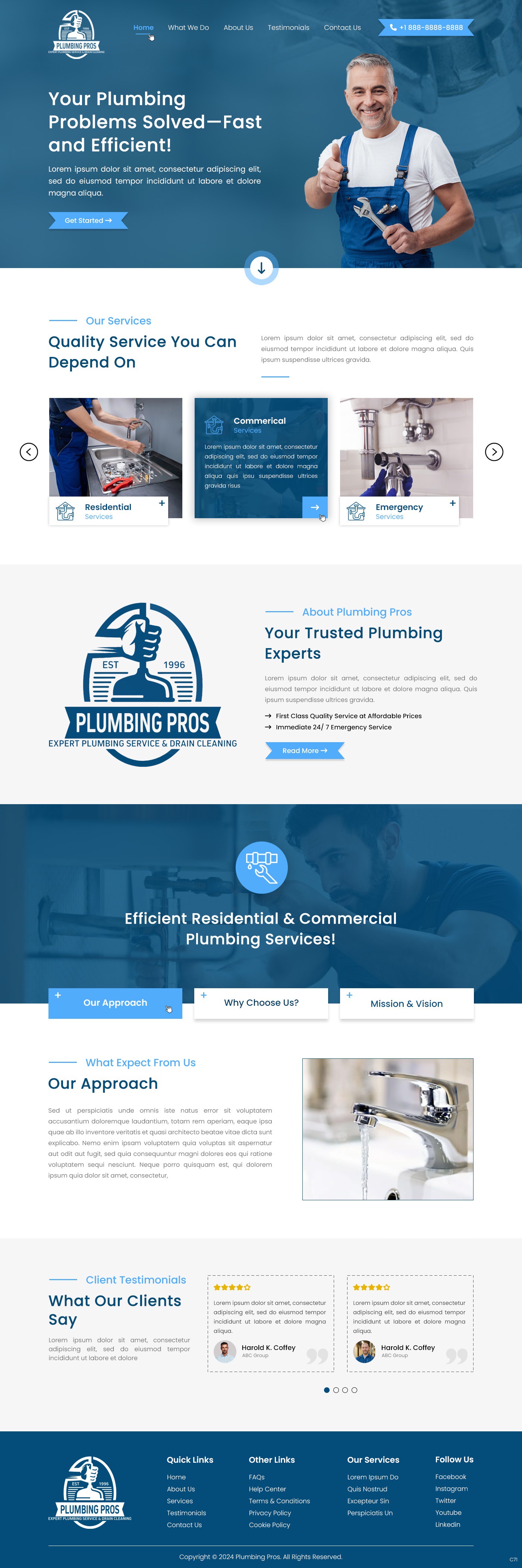 Plumbing contractor website example by One Eleven Web Design