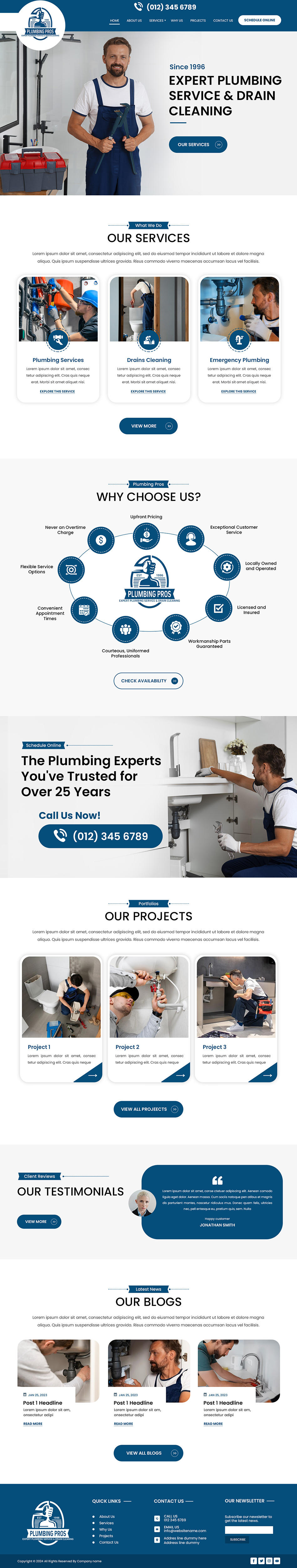 Plumbing contractor website example by One Eleven Web Design