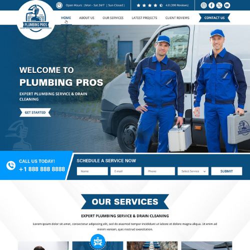 Plumbing contractor website example by One Eleven Web Design