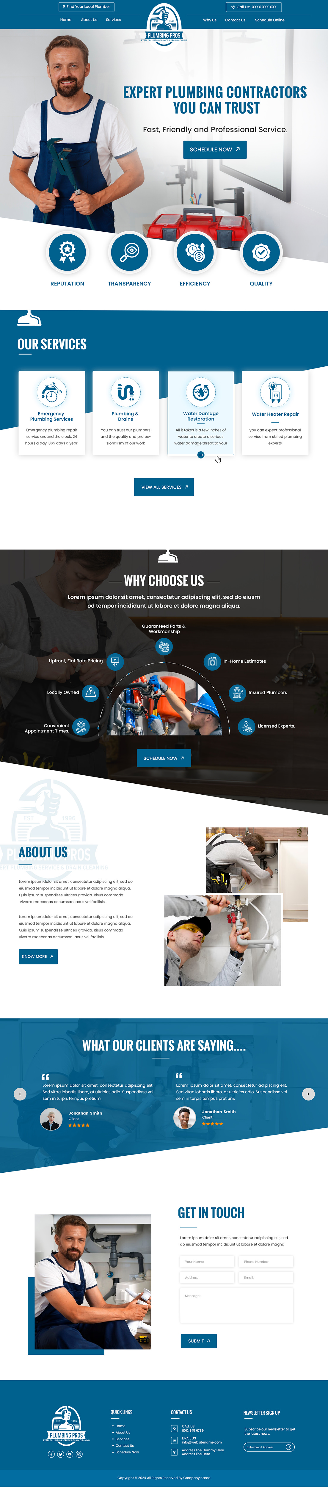 Plumbing contractor website example by One Eleven Web Design