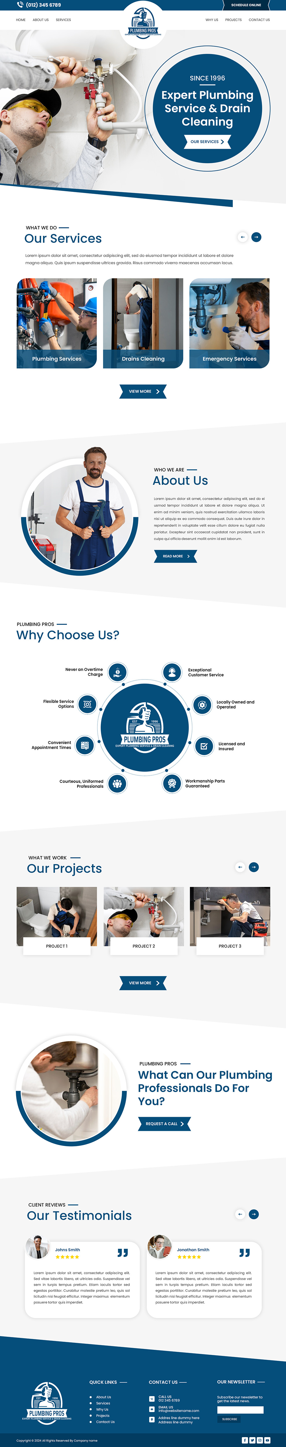 Plumbing contractor website example by One Eleven Web Design