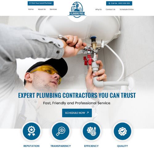 Plumbing contractor website example by One Eleven Web Design
