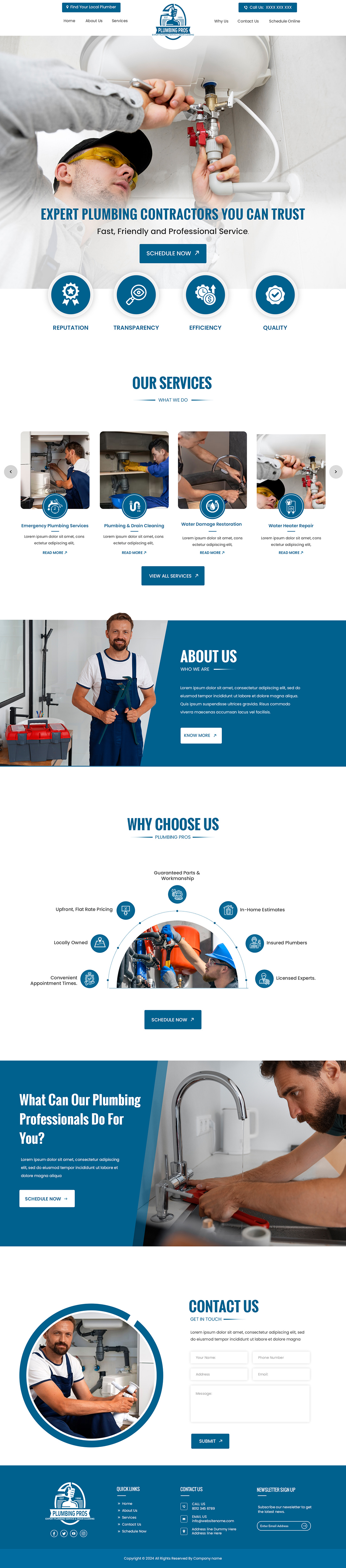 Plumbing contractor website example by One Eleven Web Design