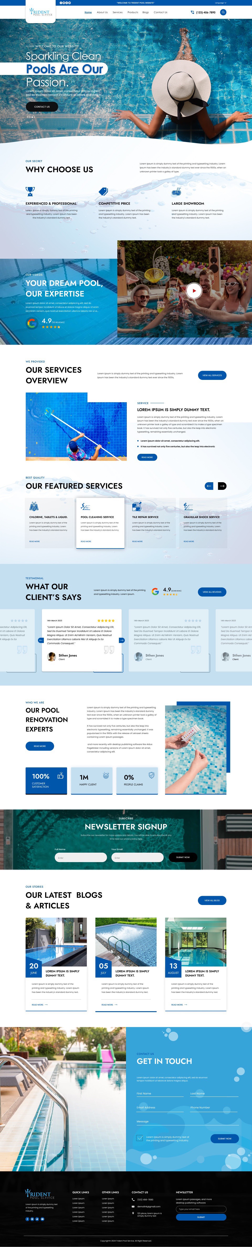Pool service website example by One Eleven Web Design