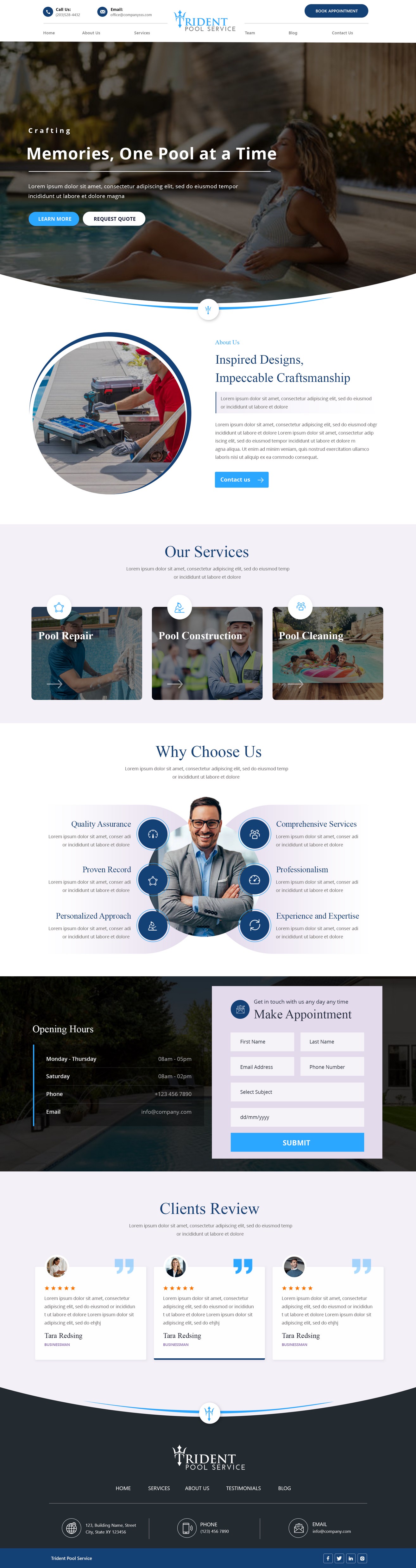 Pool service website example by One Eleven Web Design