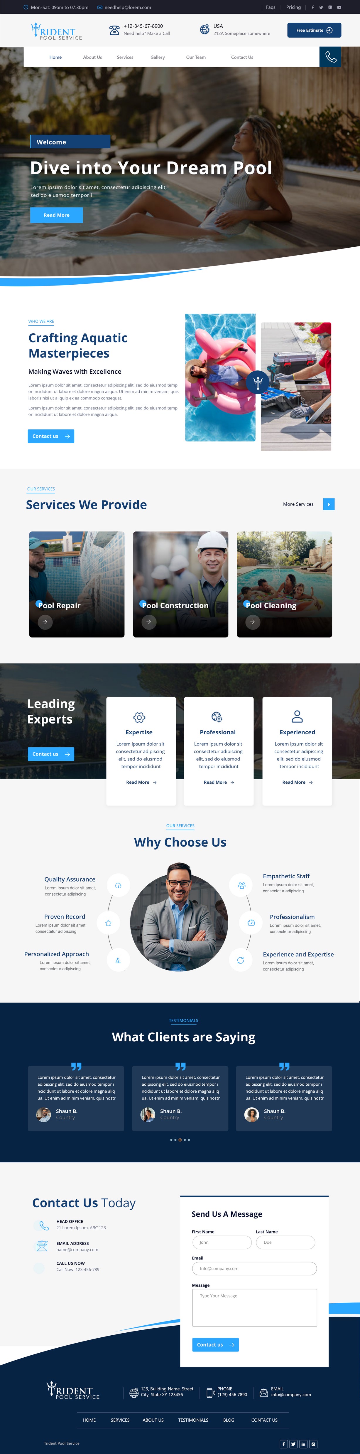 Pool service website example by One Eleven Web Design