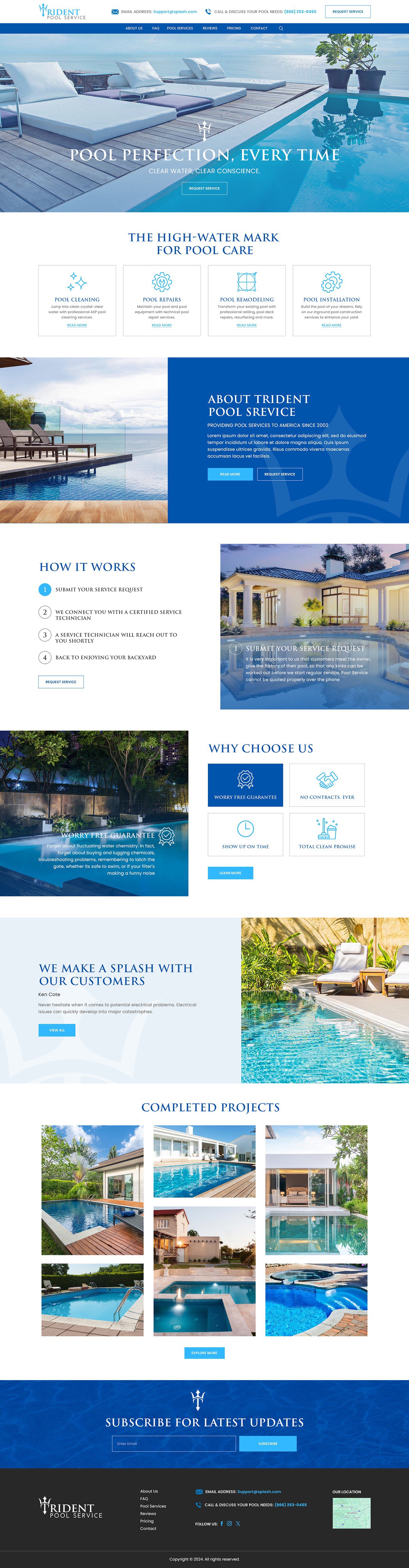 Pool service website example by One Eleven Web Design