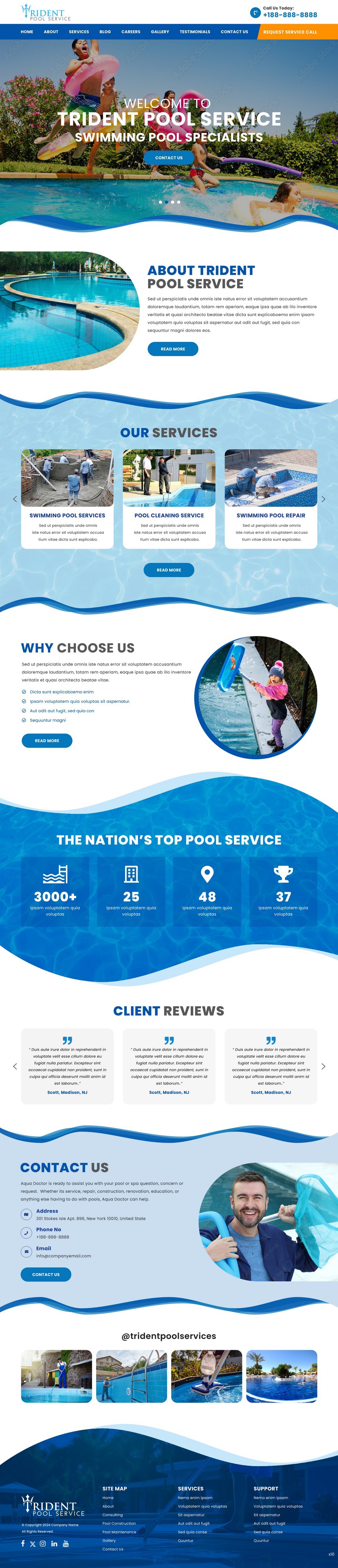 Pool service website example by One Eleven Web Design