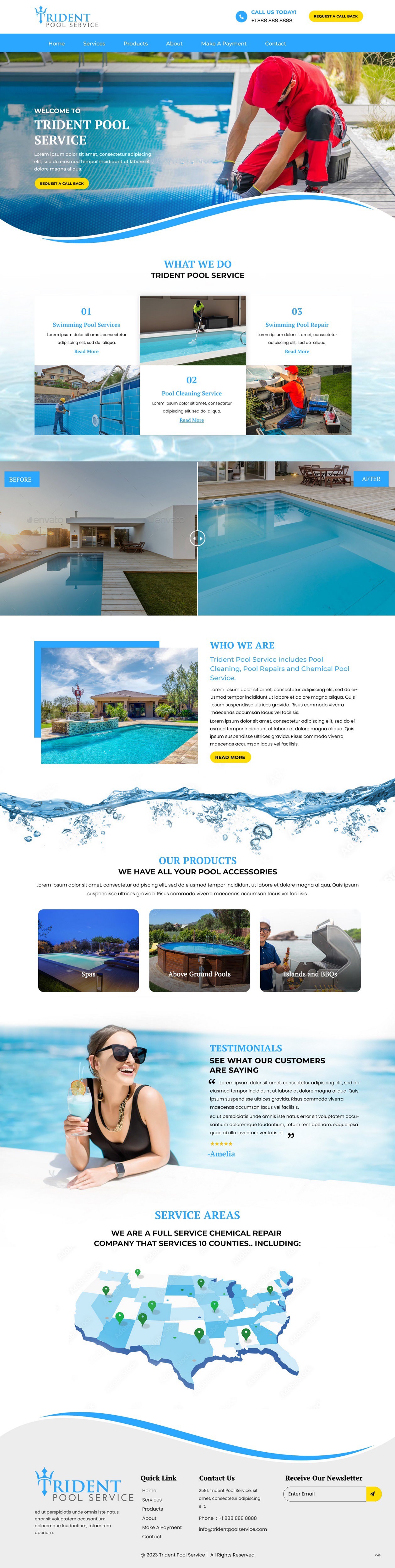 Pool service website example by One Eleven Web Design