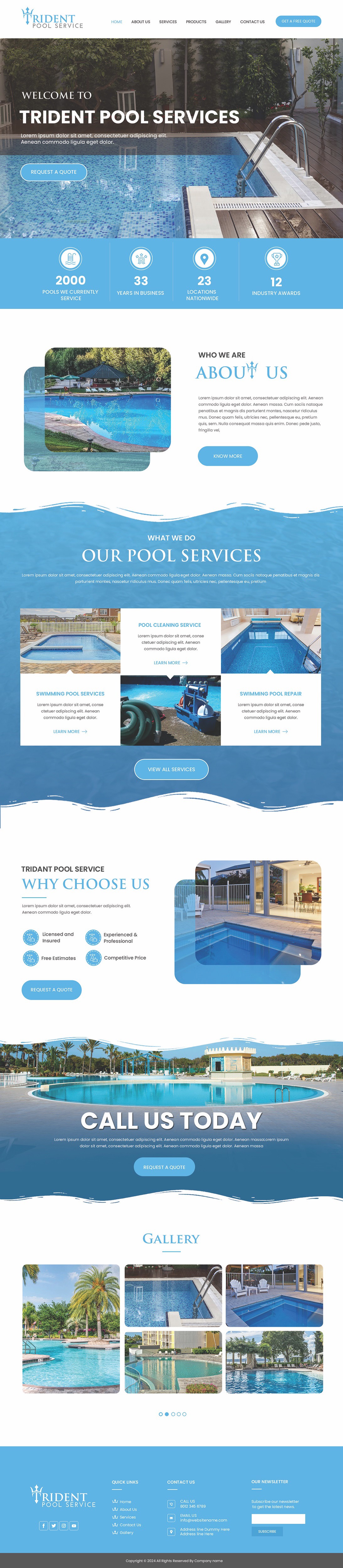 Pool service website example by One Eleven Web Design