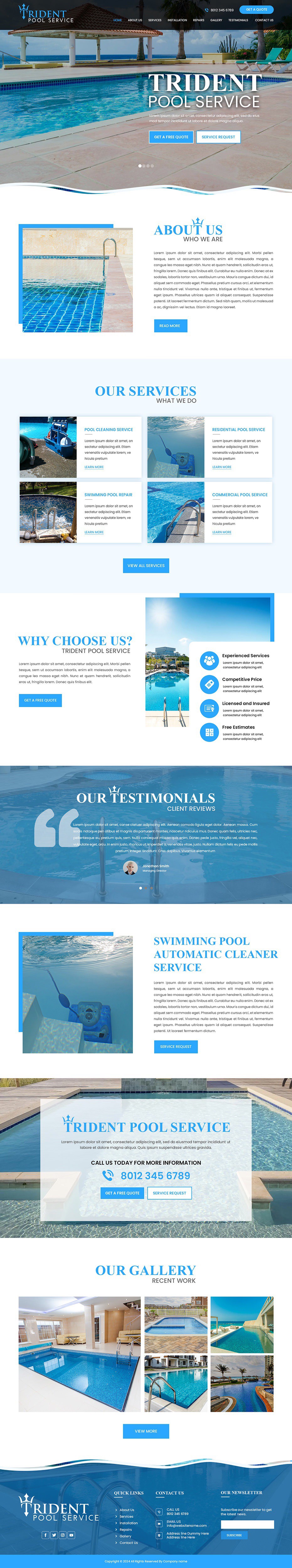Pool service website example by One Eleven Web Design