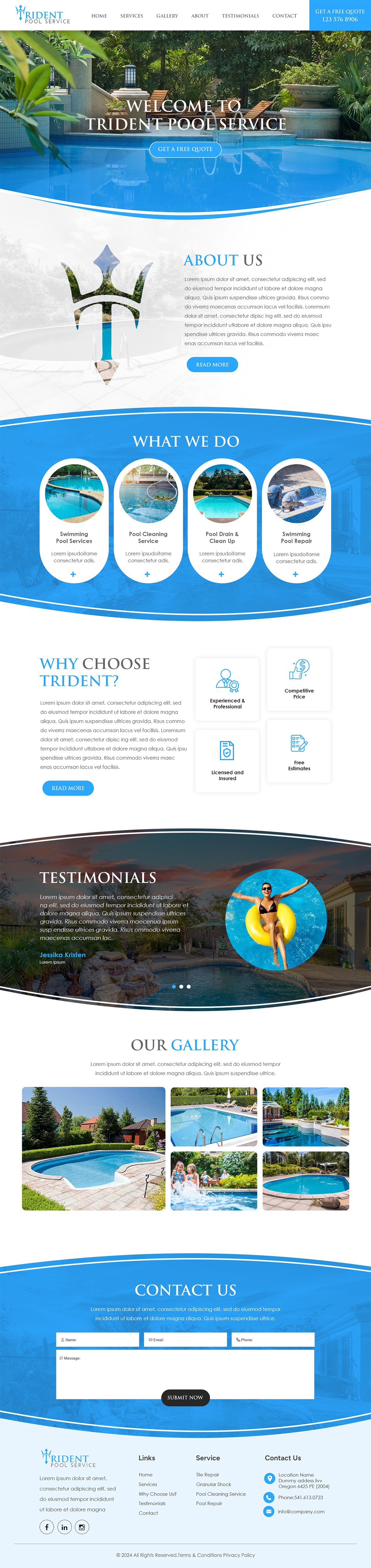 Pool service website example by One Eleven Web Design