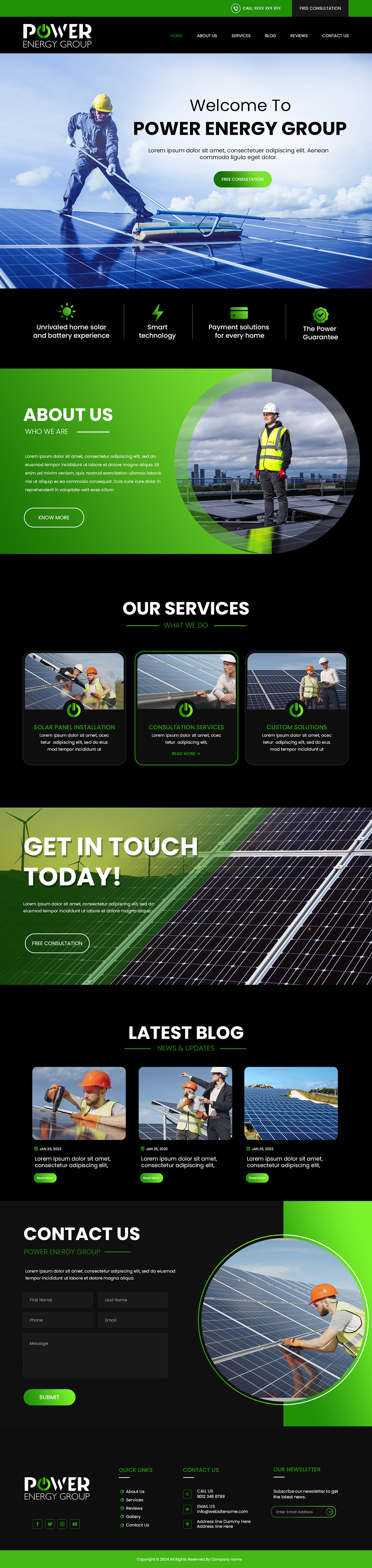 Solar contractor website example by One Eleven Web Design