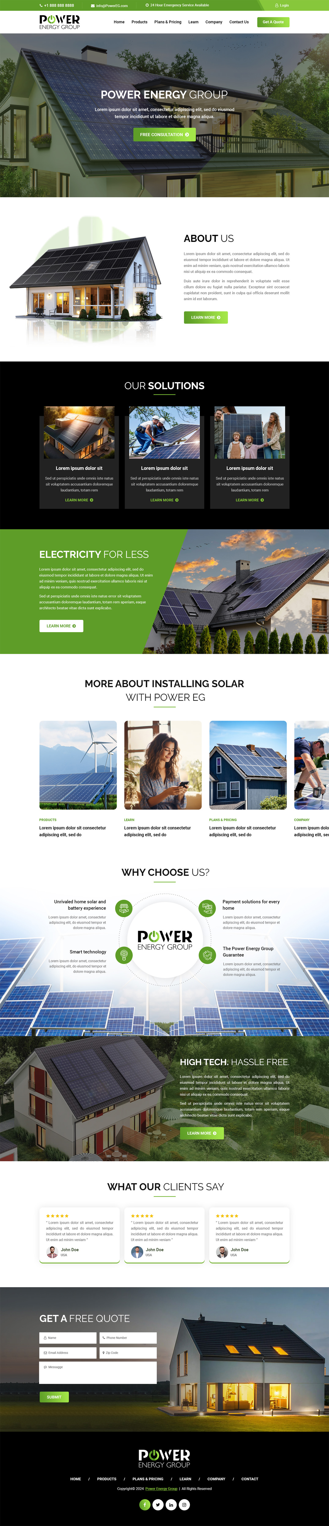 Solar contractor website example by One Eleven Web Design
