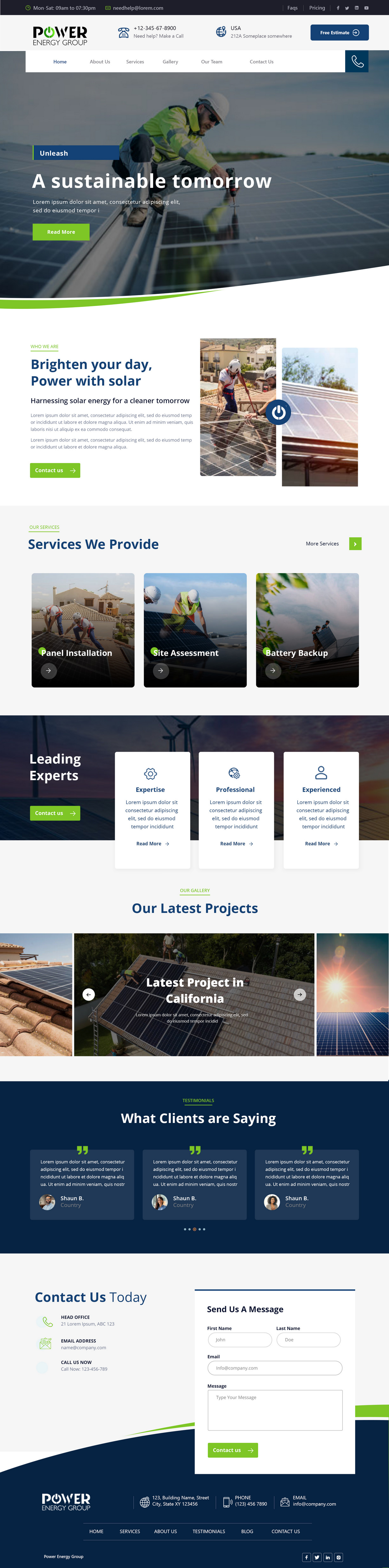 Solar contractor website example by One Eleven Web Design