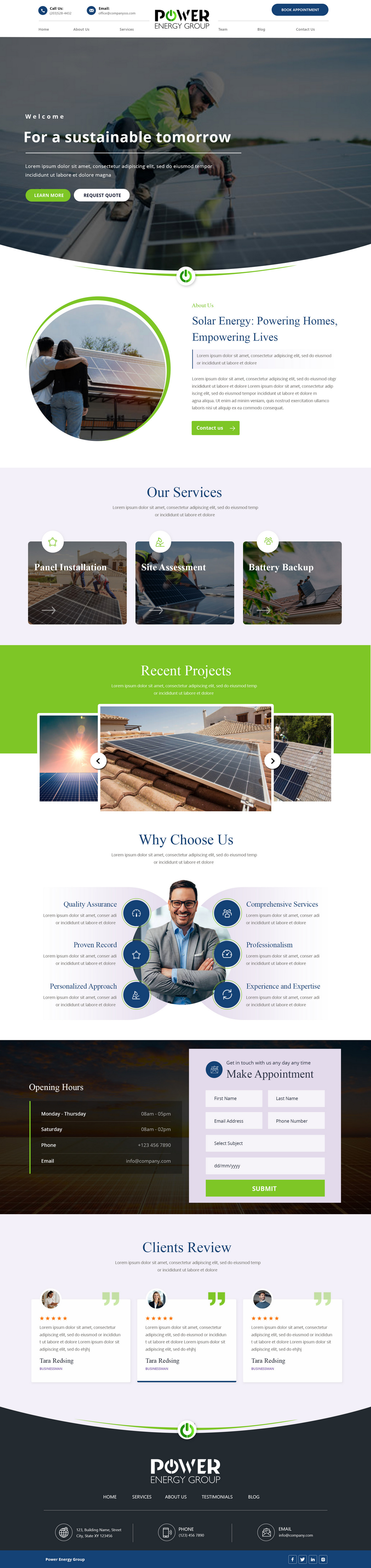 Solar contractor website example by One Eleven Web Design