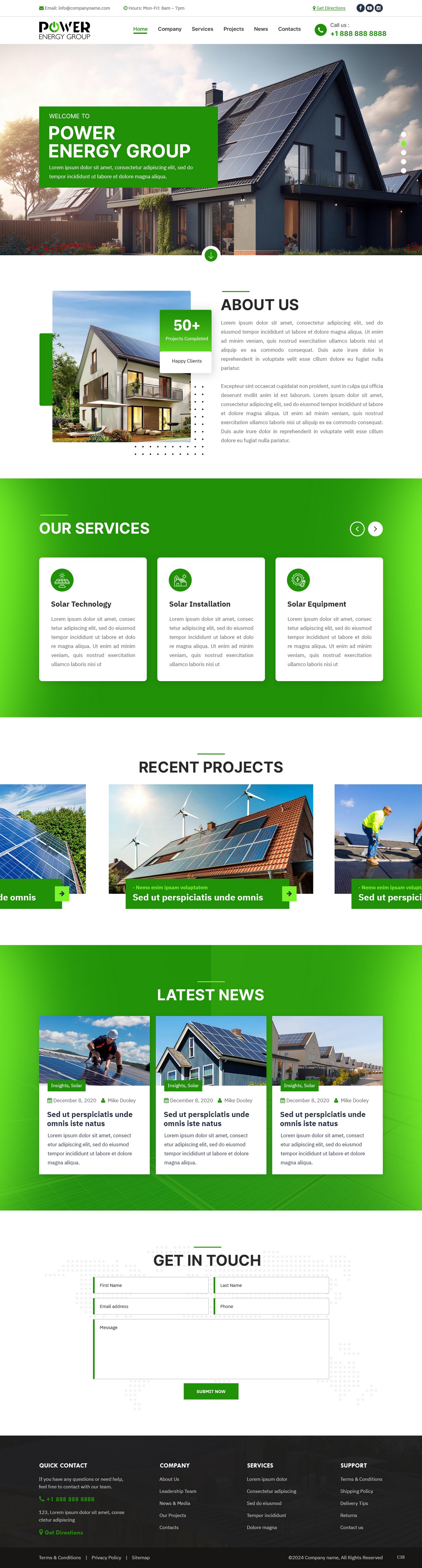Solar contractor website example by One Eleven Web Design