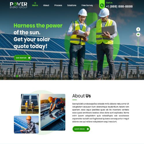 Solar contractor website example by One Eleven Web Design