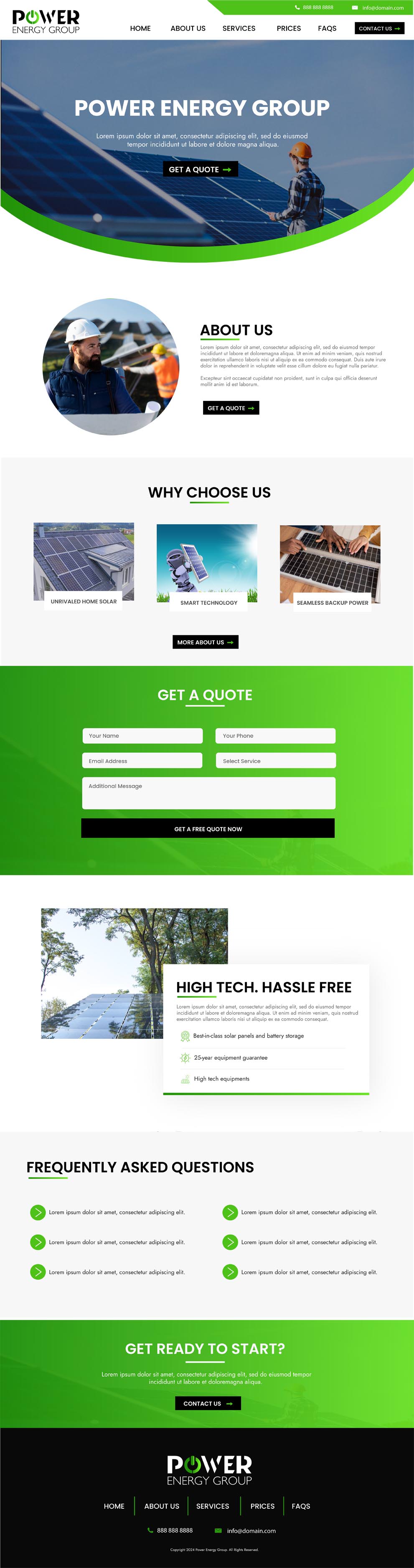 Solar contractor website example by One Eleven Web Design