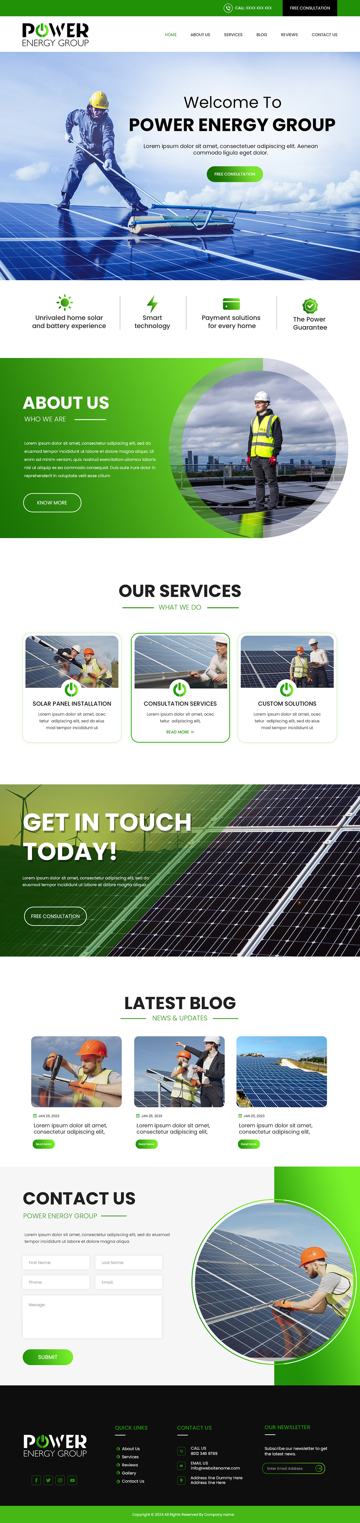 Solar contractor website example by One Eleven Web Design