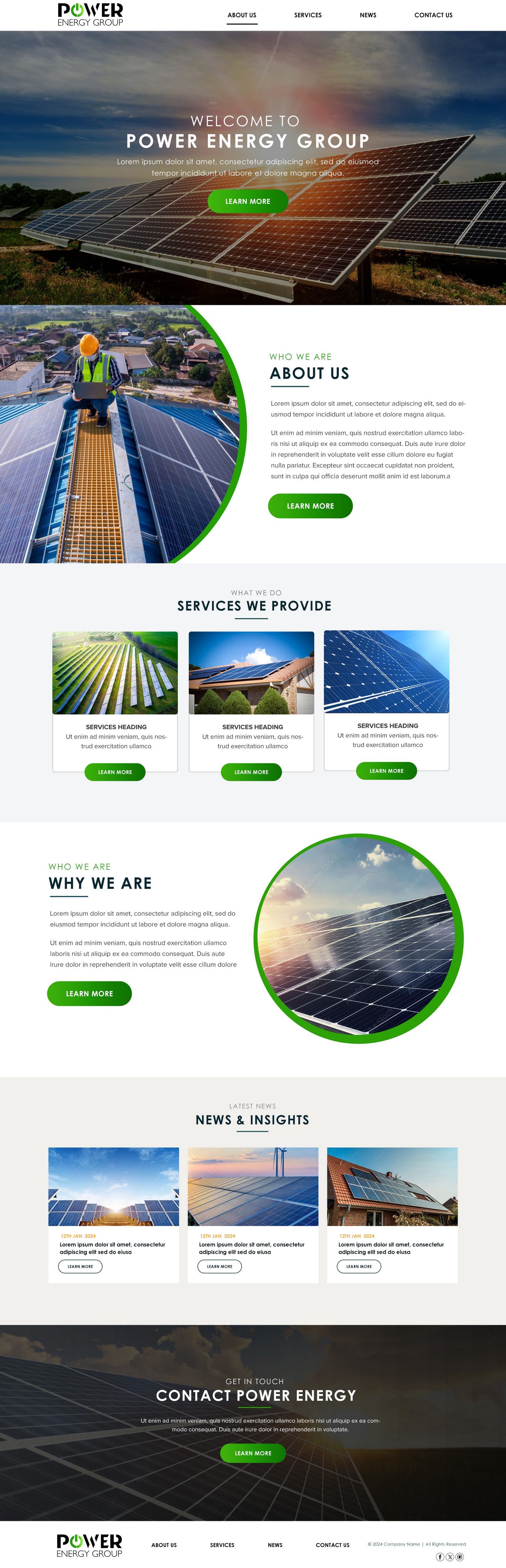 Solar contractor website example by One Eleven Web Design