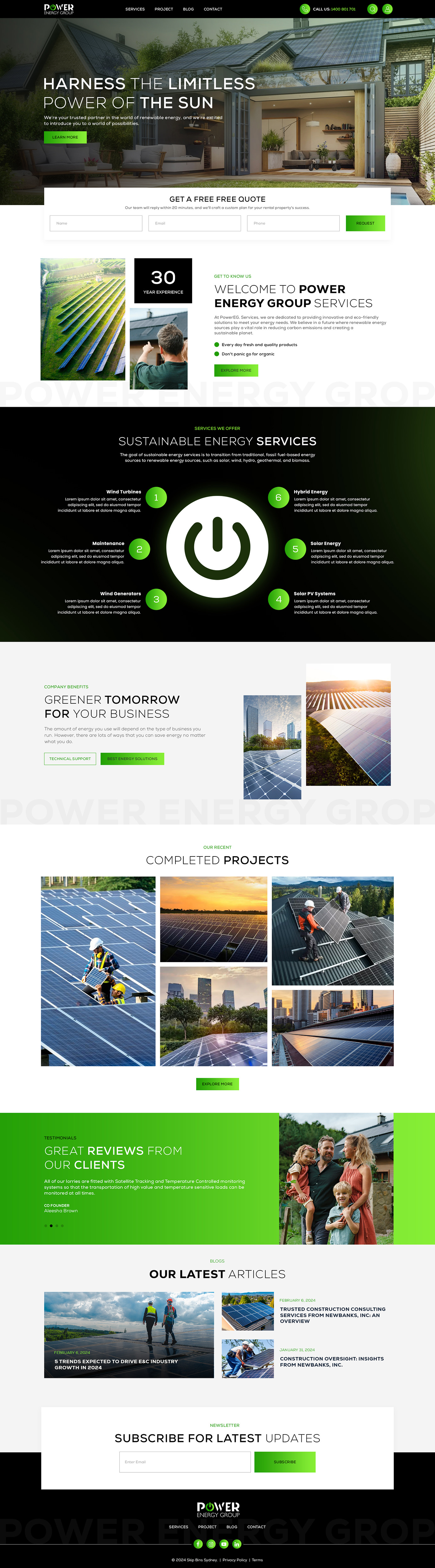Solar contractor website example by One Eleven Web Design