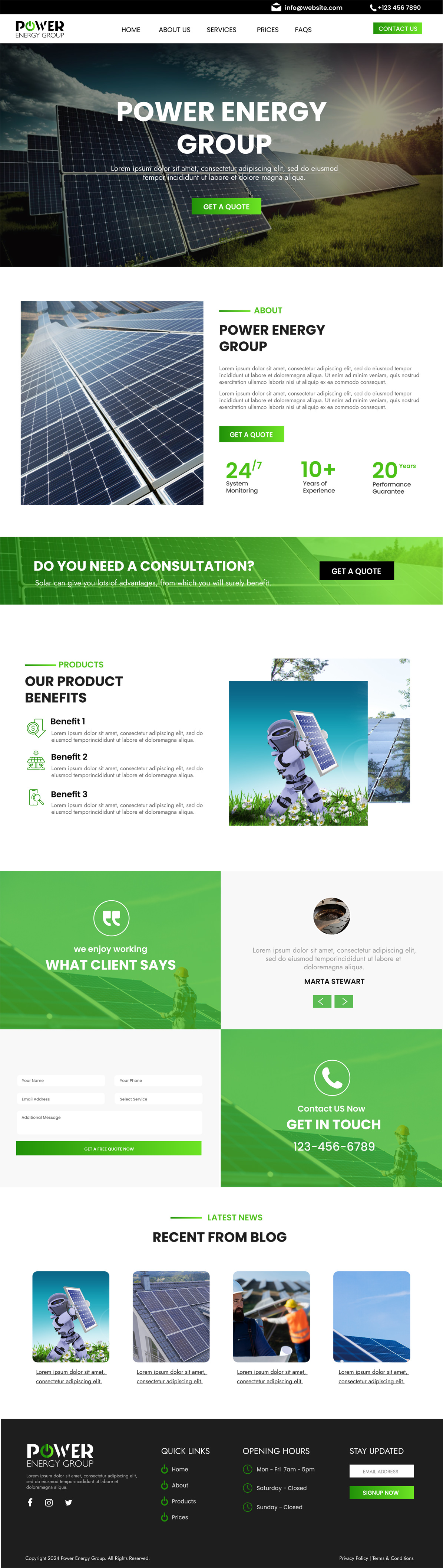 Solar contractor website example by One Eleven Web Design