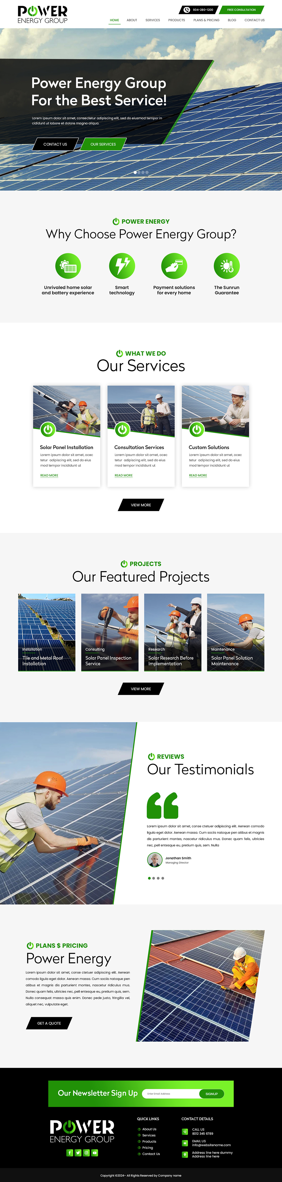 Solar contractor website example by One Eleven Web Design