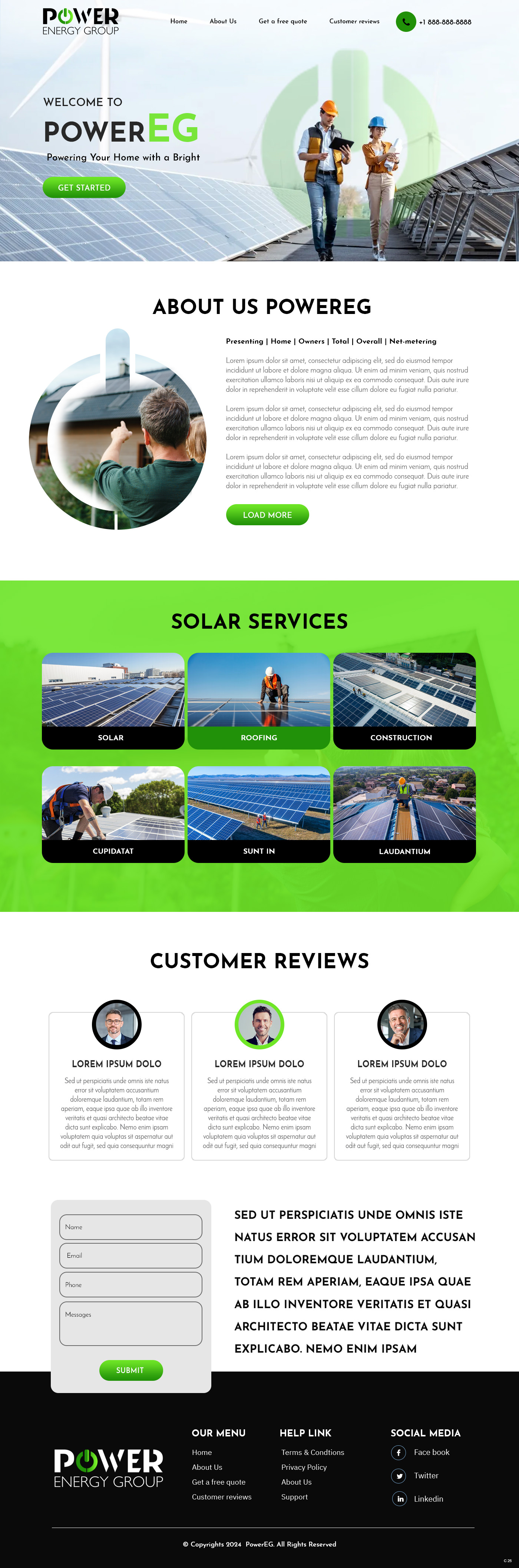 Solar contractor website example by One Eleven Web Design