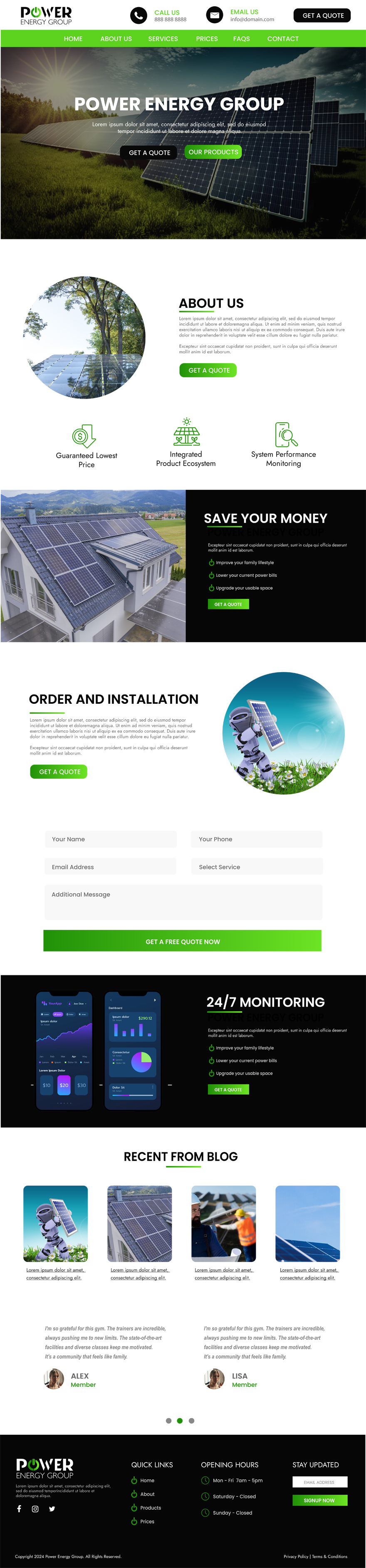 Solar contractor website example by One Eleven Web Design