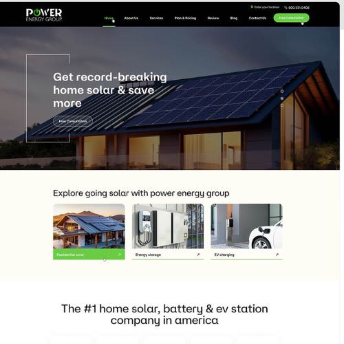 Solar contractor website example by One Eleven Web Design