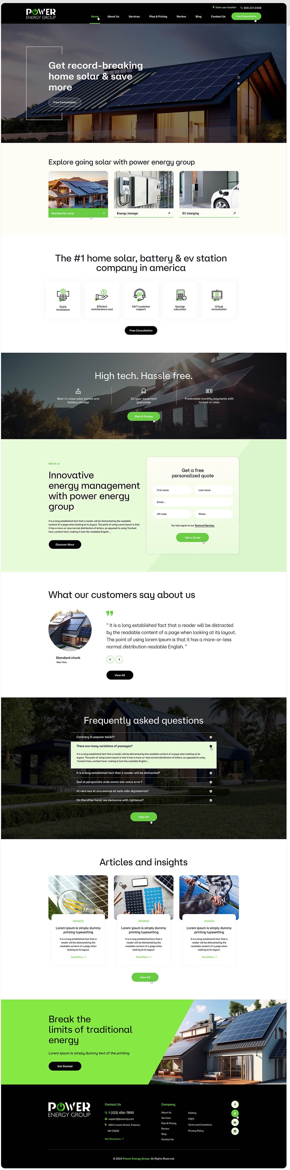 Solar contractor website example by One Eleven Web Design